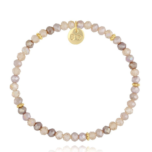 Luminous Beige with Chocolate Glass Crystals Bracelet 0388