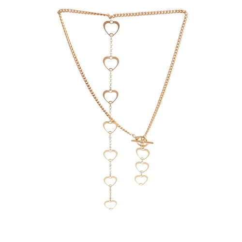 Gold Plated Front/Back Open Hearts Lariat Necklace