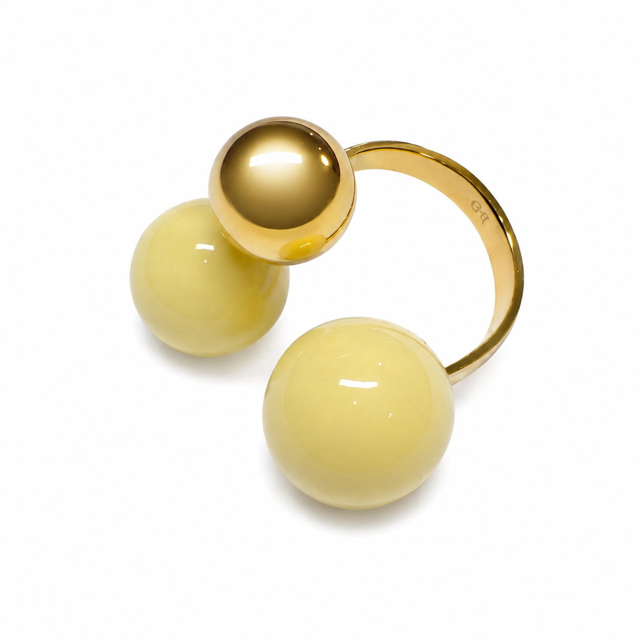 Steel and Shine Enamel Yellow and Gold Balls Ring 1280