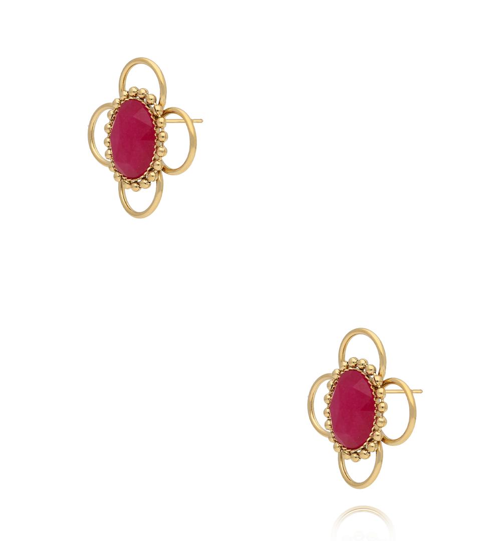 Earth Song Gold Plated Jadeite Stone Earrings 0010