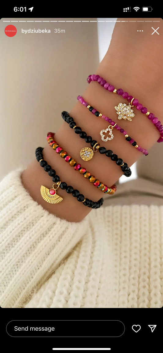 Black Agate Bracelet with Pendant