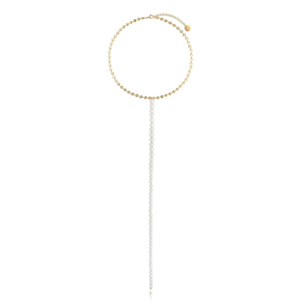 Glamour Gold and Perls Long Lariat Necklace 54