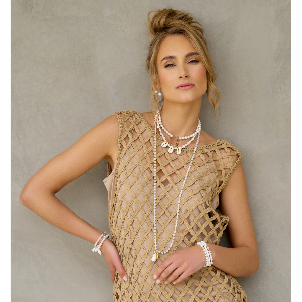 Stainless Steel Necklace with Pearls and Shells Oceano