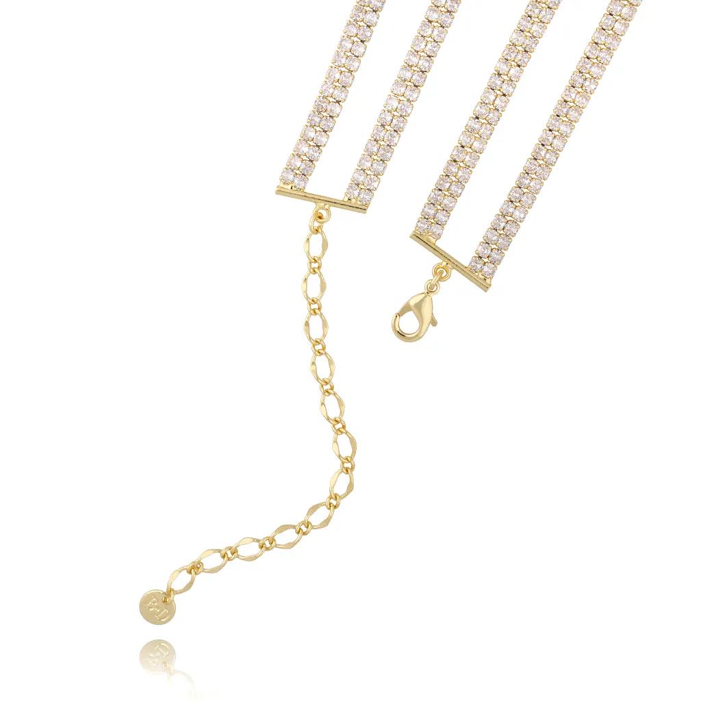 Glamour Double Crystals Lariat Necklace Shine