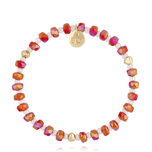 Red and Transparent Glass Crystals Bracelet