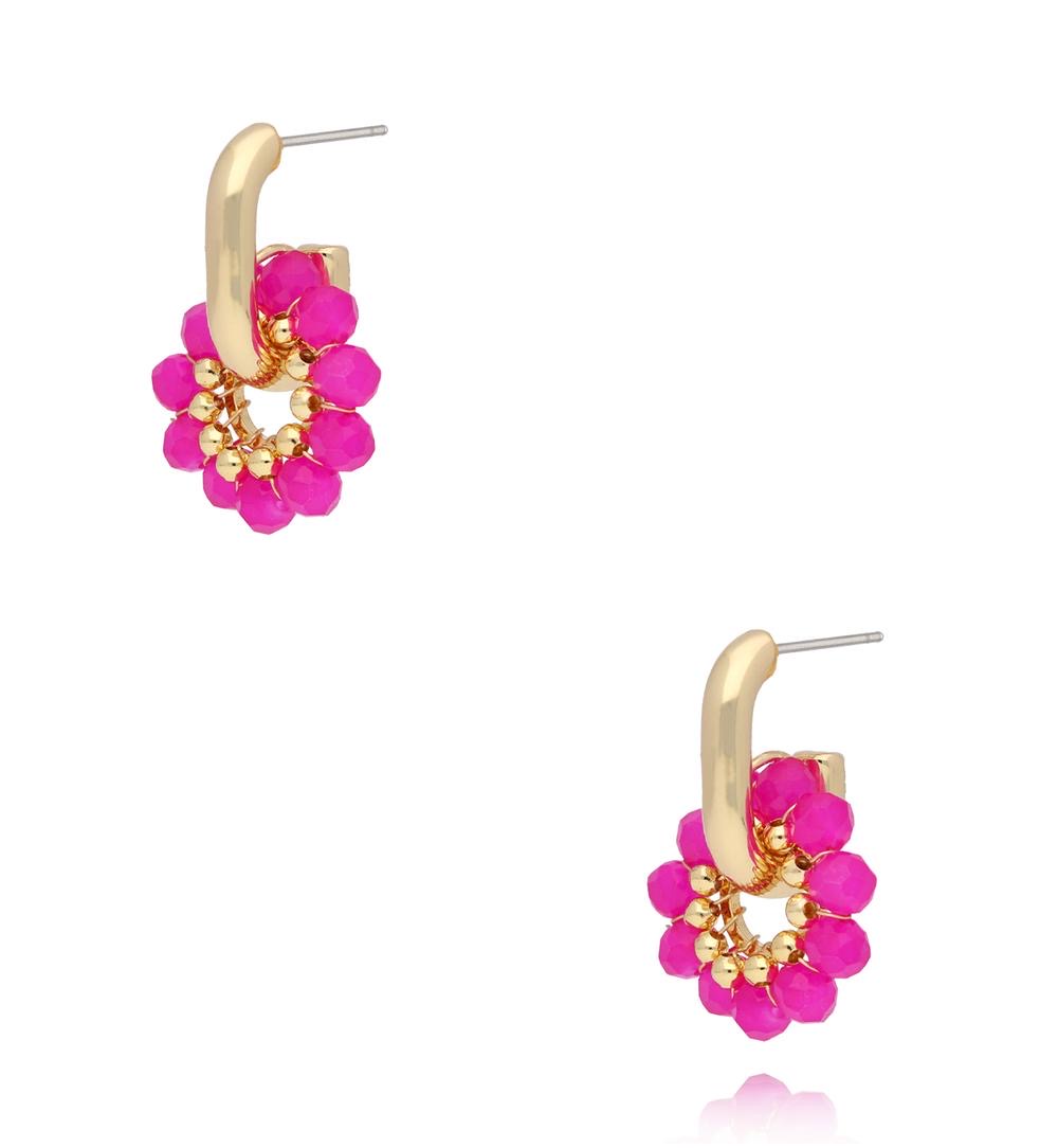Round Fuchsia Faceted Glass Crystal
Earrings 0226