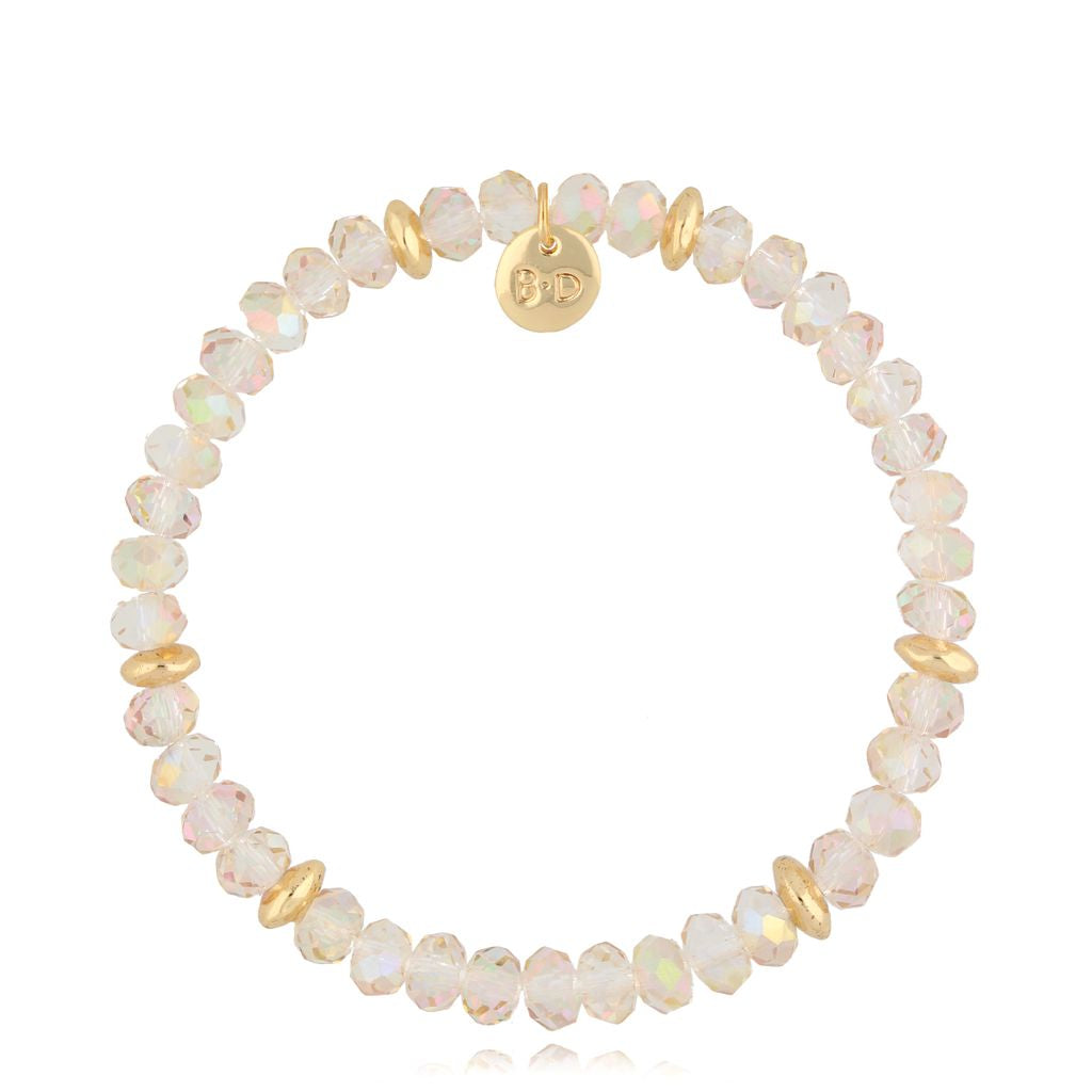 Elastic Clear Sky Beige Crystals Bracelet