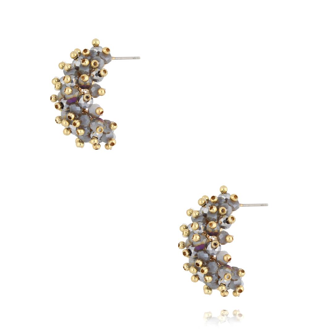 Gray Faceted Glass Crystal Earrings 0158