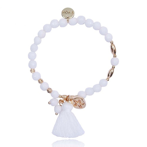 White Natural Stone Bracelet with Pendants