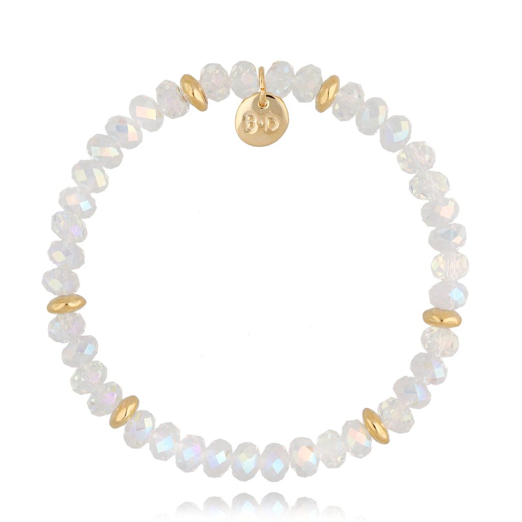 Clear Sky White Crystal Sparkle Faceted Glass Bracelet
