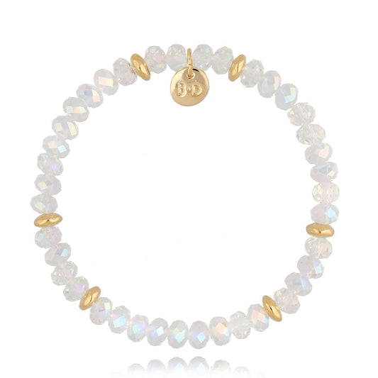 Clear Sky White Crystal Sparkle Faceted Glass Bracelet