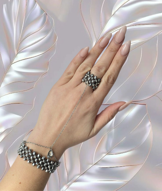 5 Row Glamour Luminous Bracelet and Ring with Swarovski Crystal