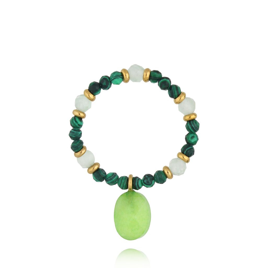 Green Malachite Ring with Stone Rocher