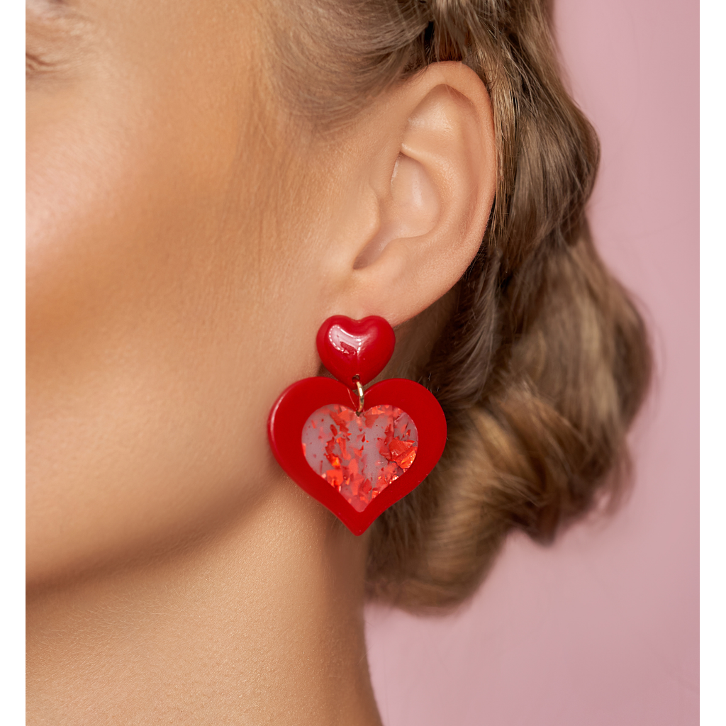 Red Heart Earrings Candy Heart