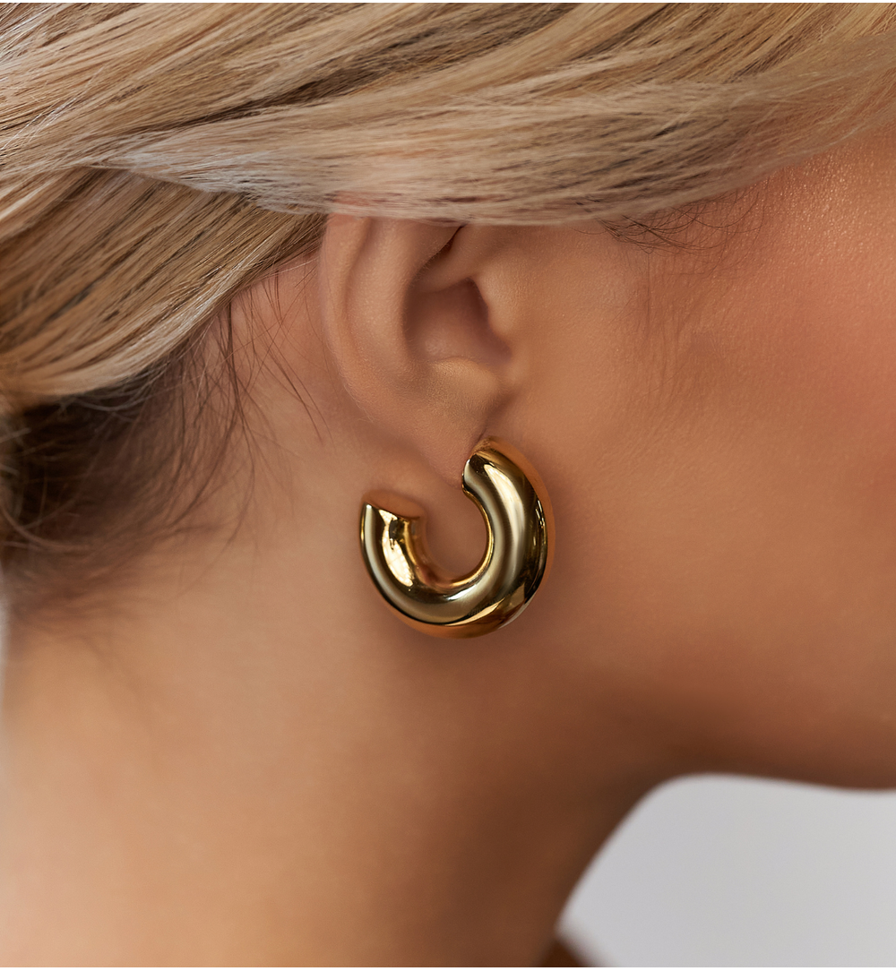 Gold Plated Chunky Hoop Earrings