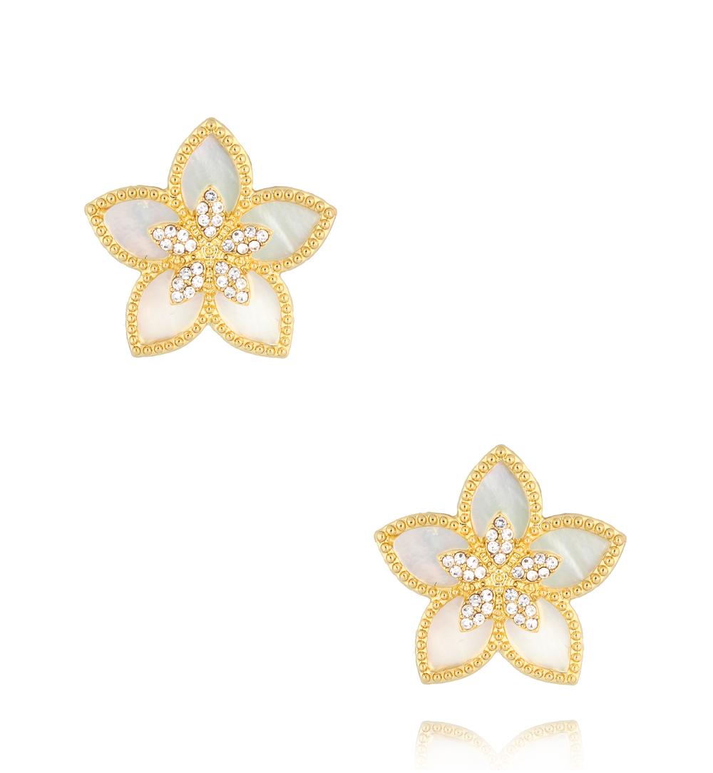 Glamour Flower Earrings with Zirconium Crystals
