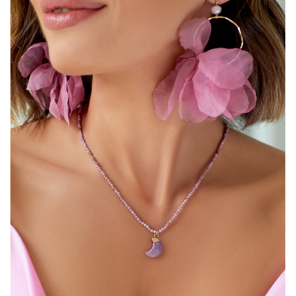 Purple Jadeite and Amethyst Moon Necklace