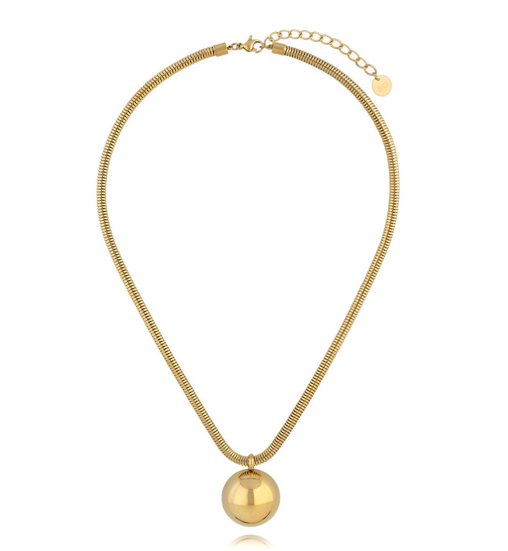 Statement Snake Gold Plated Necklace with Round Pendant