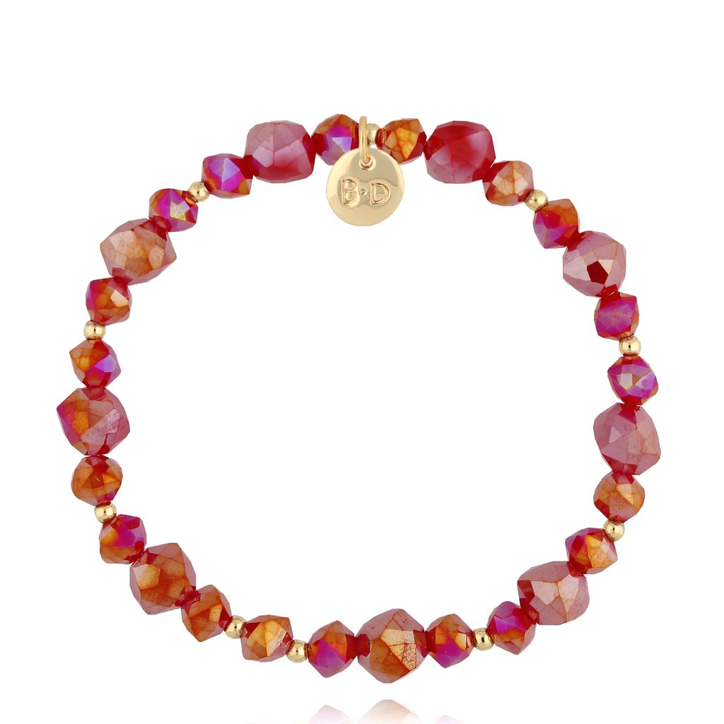 Raspberry Uneven Glass Crystals Bracelet