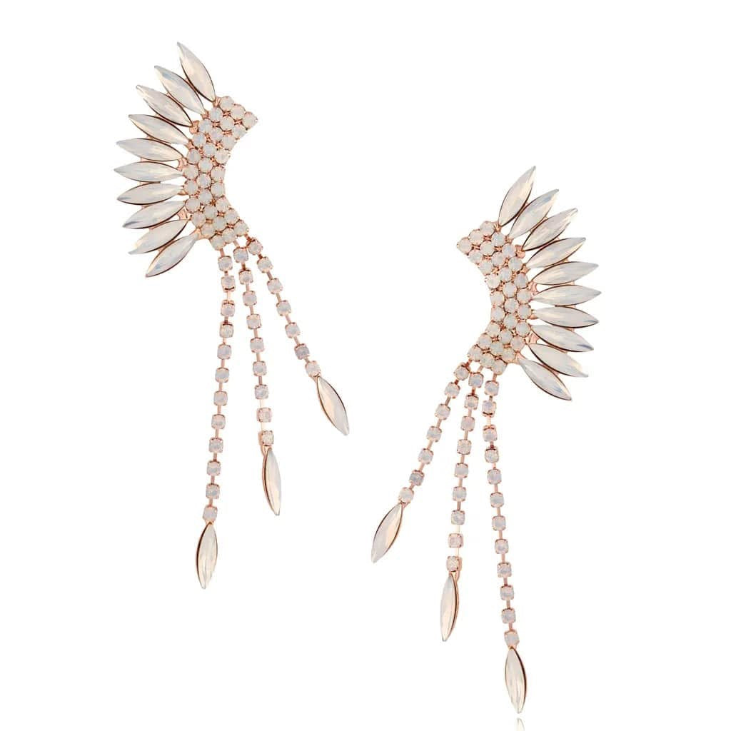 Milk White with Rose Gold Brady Drop Crystal Earrings