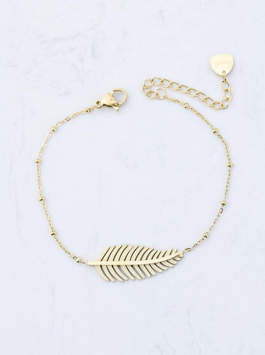 14k Gold Plated Shiny Leaf Bracelet