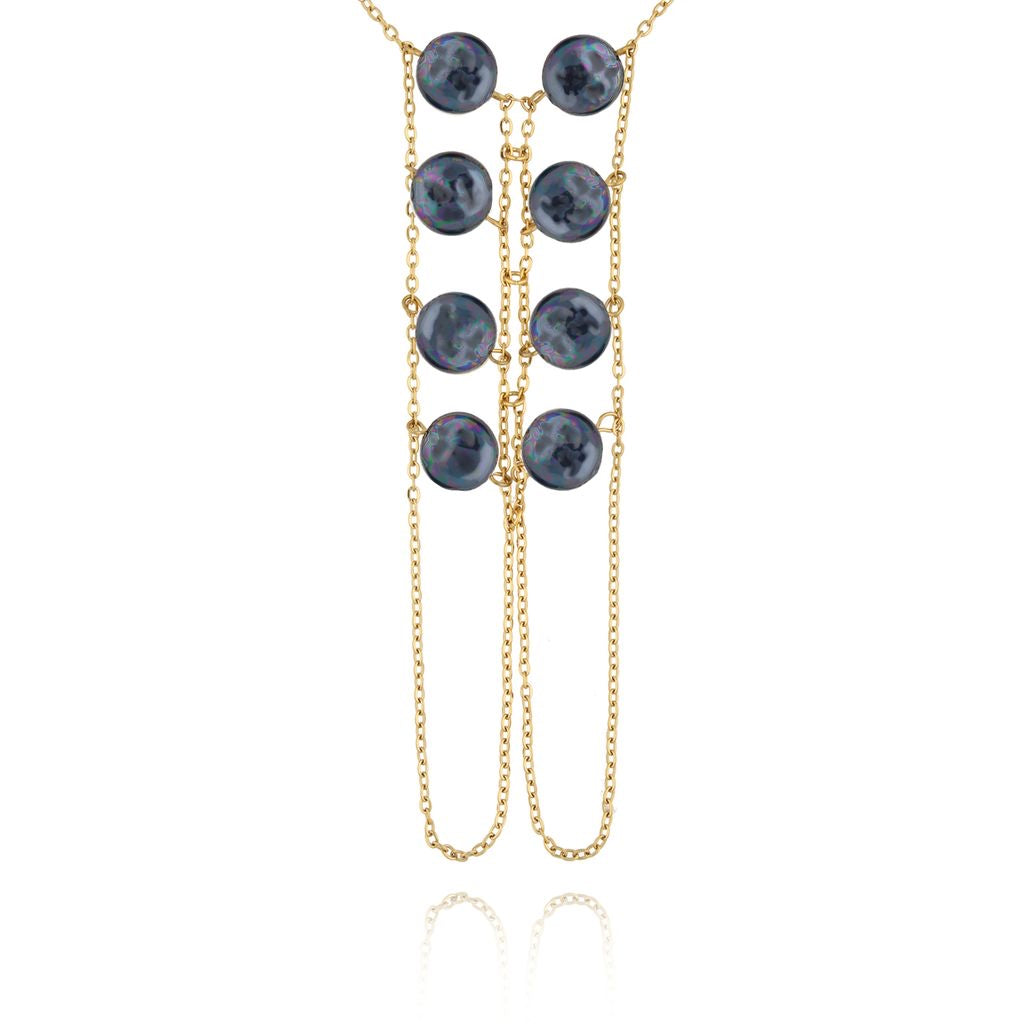 2 in 1 - Necklace or Ring Bracelet with Gray Pearls Havana