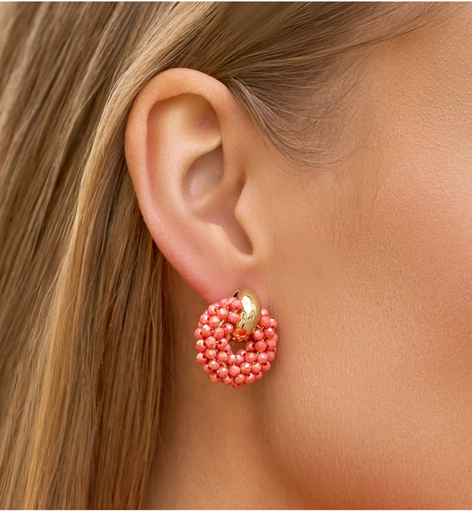 Raspberry Glass Crystals Earrings Weekend