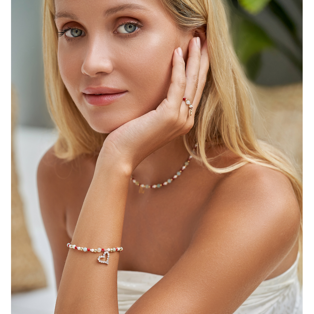 Pastel Paradise Bracelet with Crystal Heart Pendant