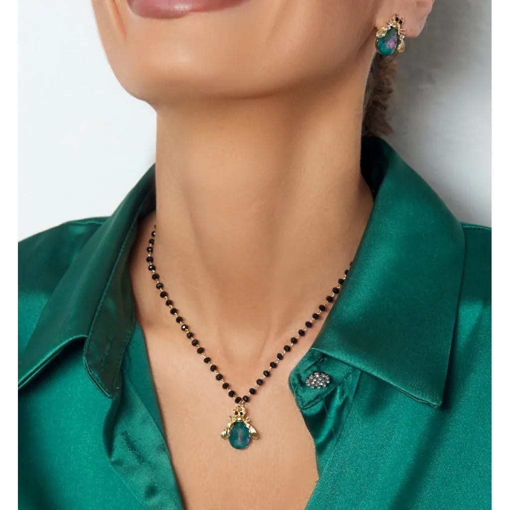 Turquoise Green Beetle Stud Earrings