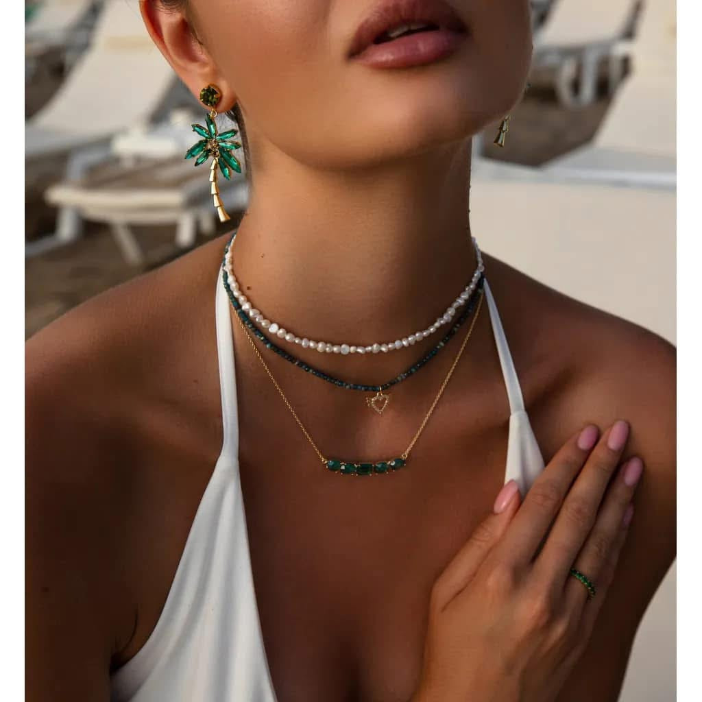 Apatite Crystal Necklace with Wings Heart