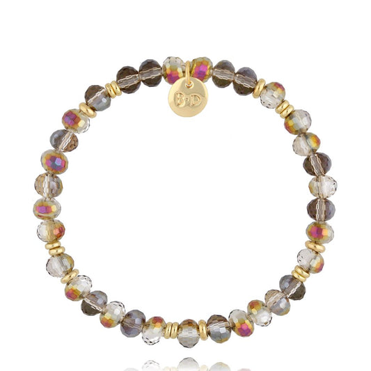 Luminous Smoked Charcoal Glass Crystals Bracelet 0345