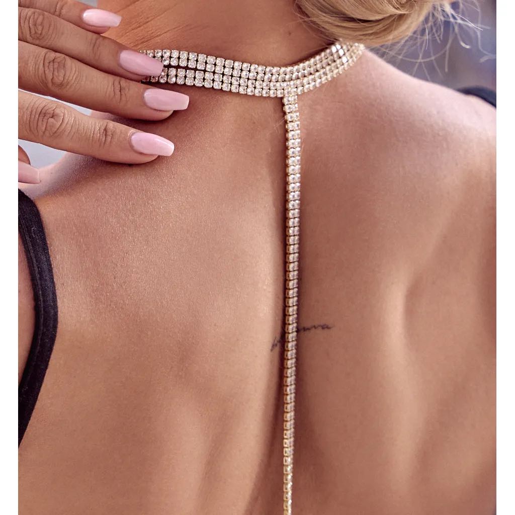 Glamour Double Crystals Lariat Necklace Shine
