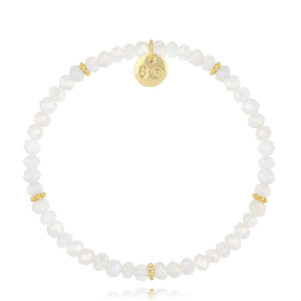 Luminous White and Transparent Glass Crystals Bracelet 0377