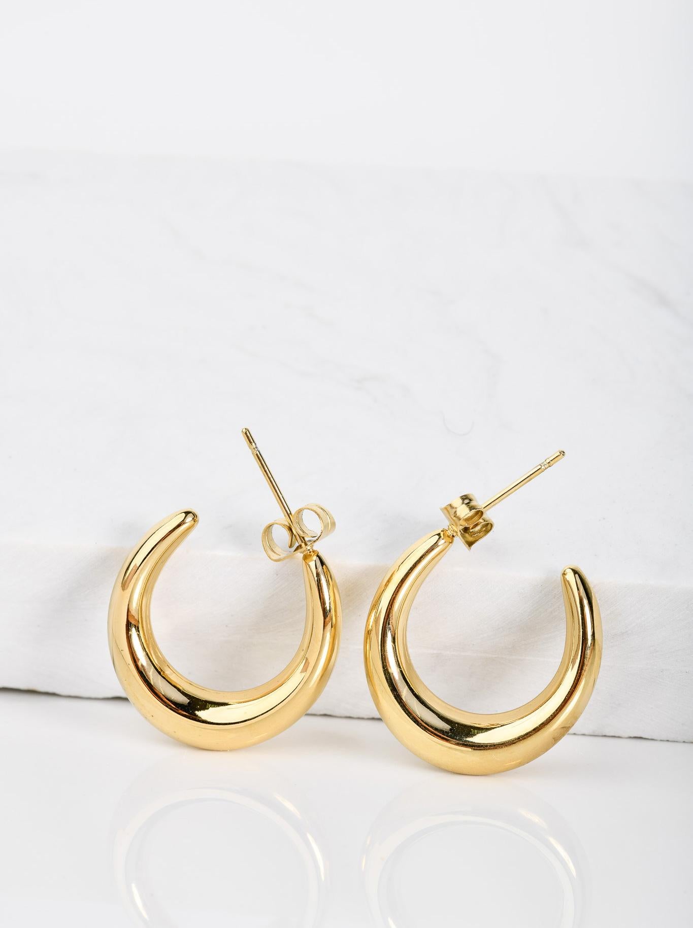 14k Gold Plated Moon Trendy Hoops