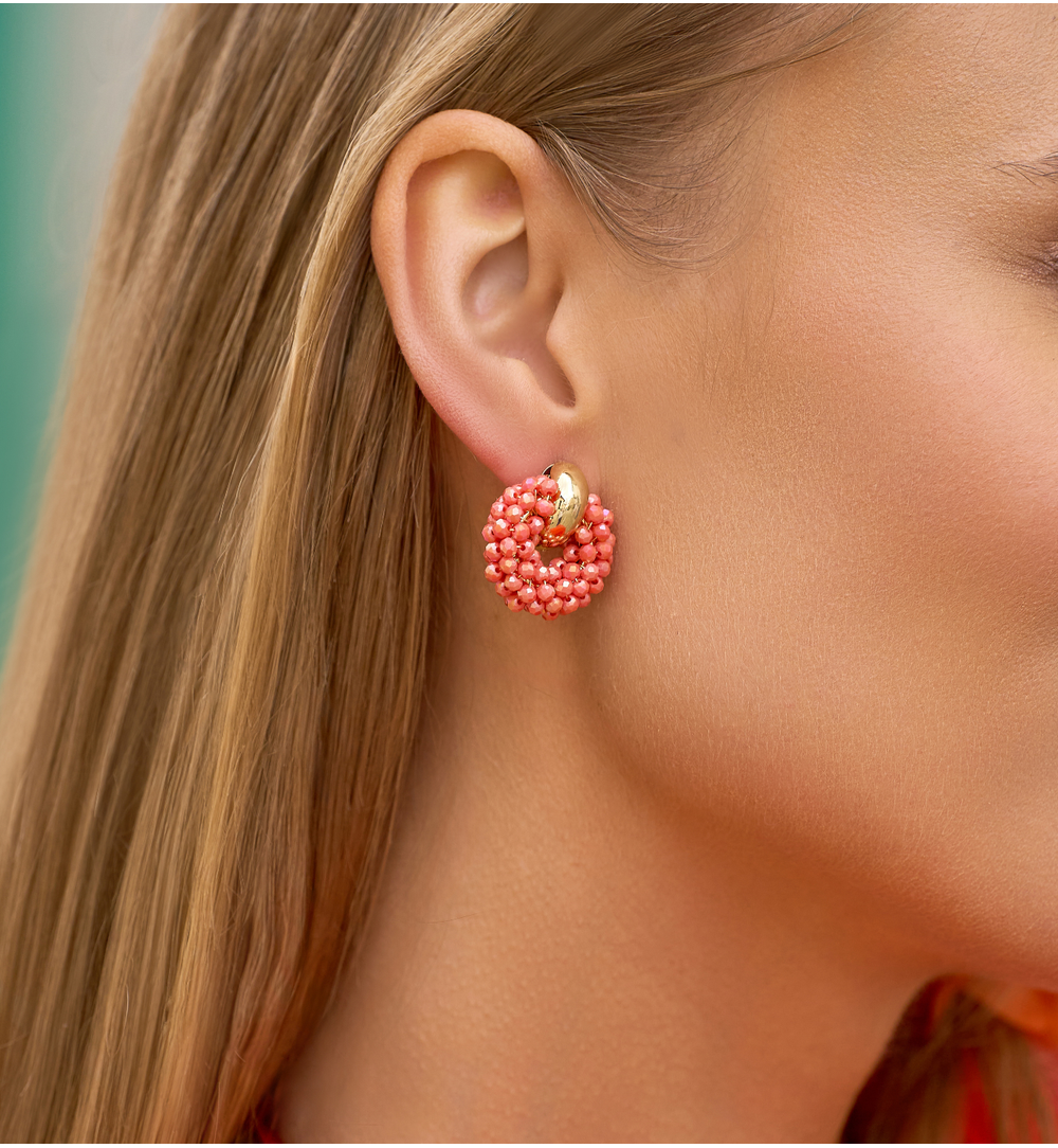 Raspberry Glass Crystals Earrings Weekend