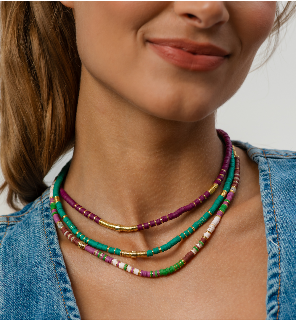 Simplicity Plum & Gold Modeling Clay Necklace