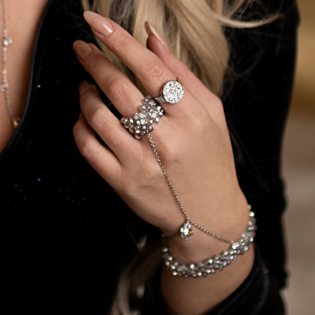 5 Row Glamour Luminous Bracelet and Ring with Swarovski Crystal