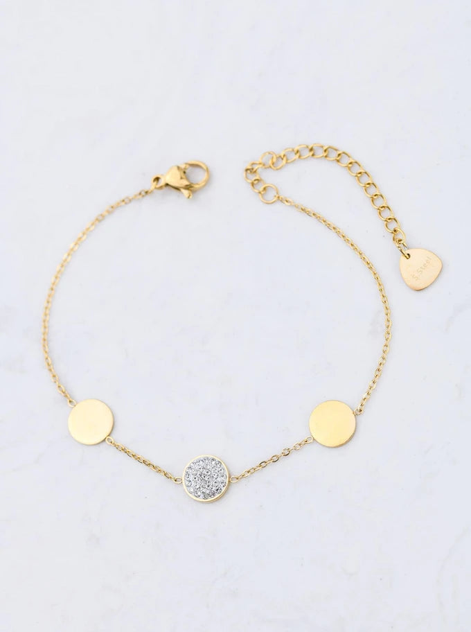14k Gold Plated Tree Flat Discs Bracelet