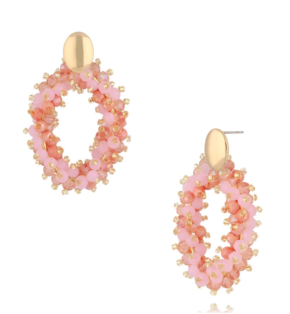 Luminous Light Pink and Peach Crystal Earrings