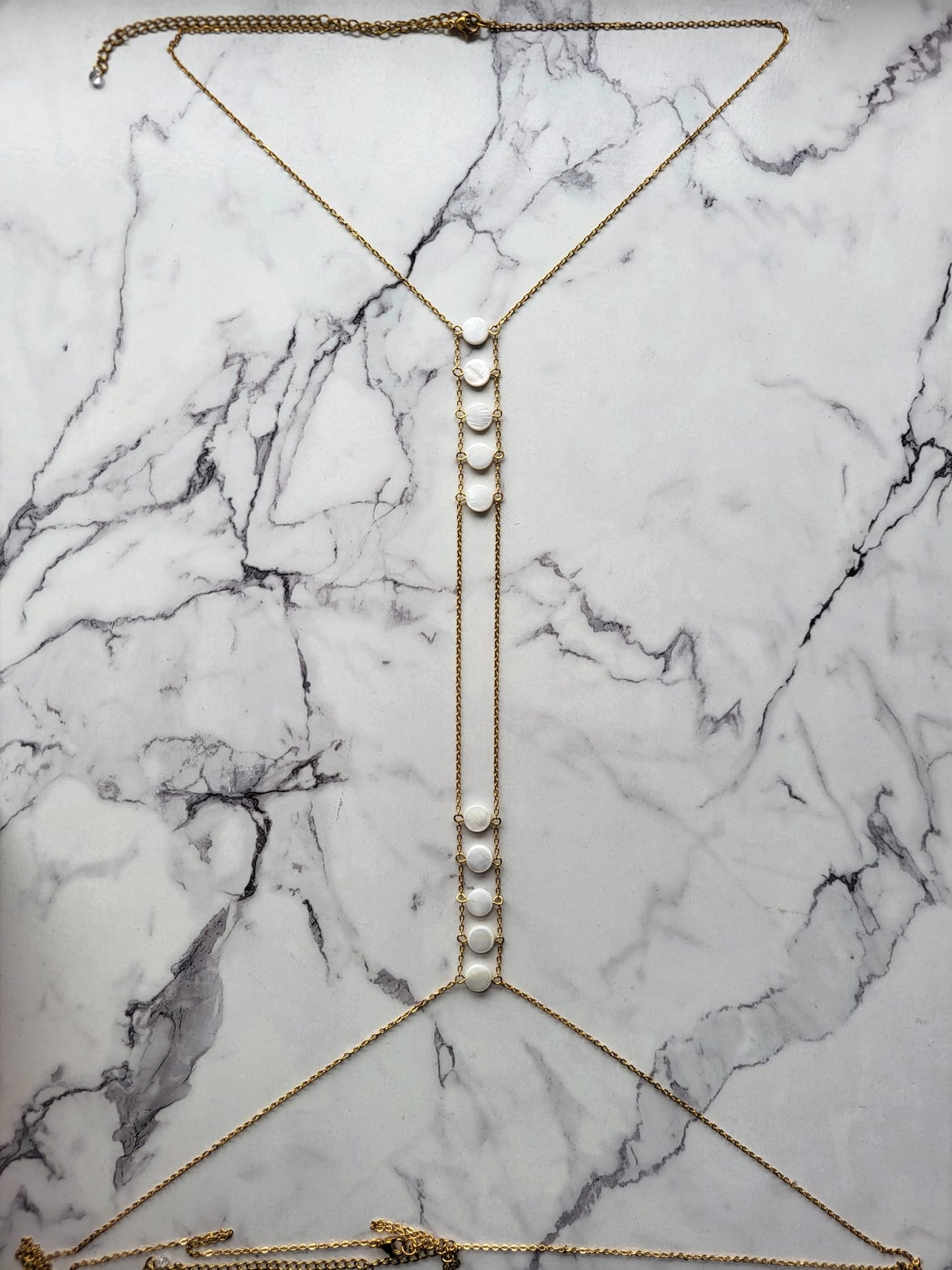 Paradise 8mm Split Flat Pearl Circle Body Chain Necklace