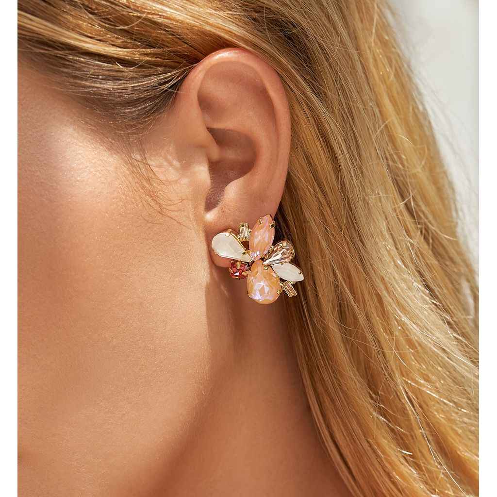 White & Baby Pink Crystals Earrings Do it For Me