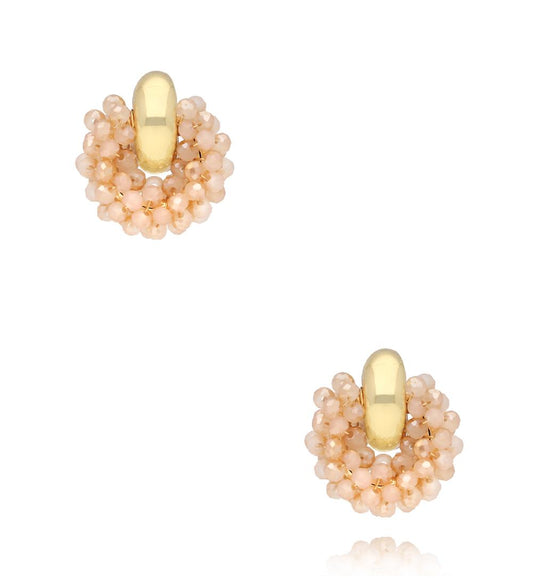 Beige Luminous Glass Crystal Earrings Weekend 0172