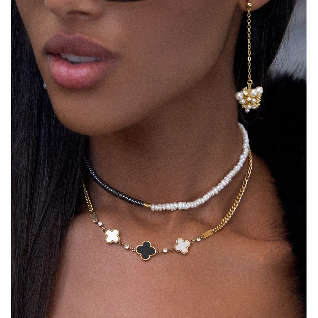 Gray Hematite and Pearls Necklace