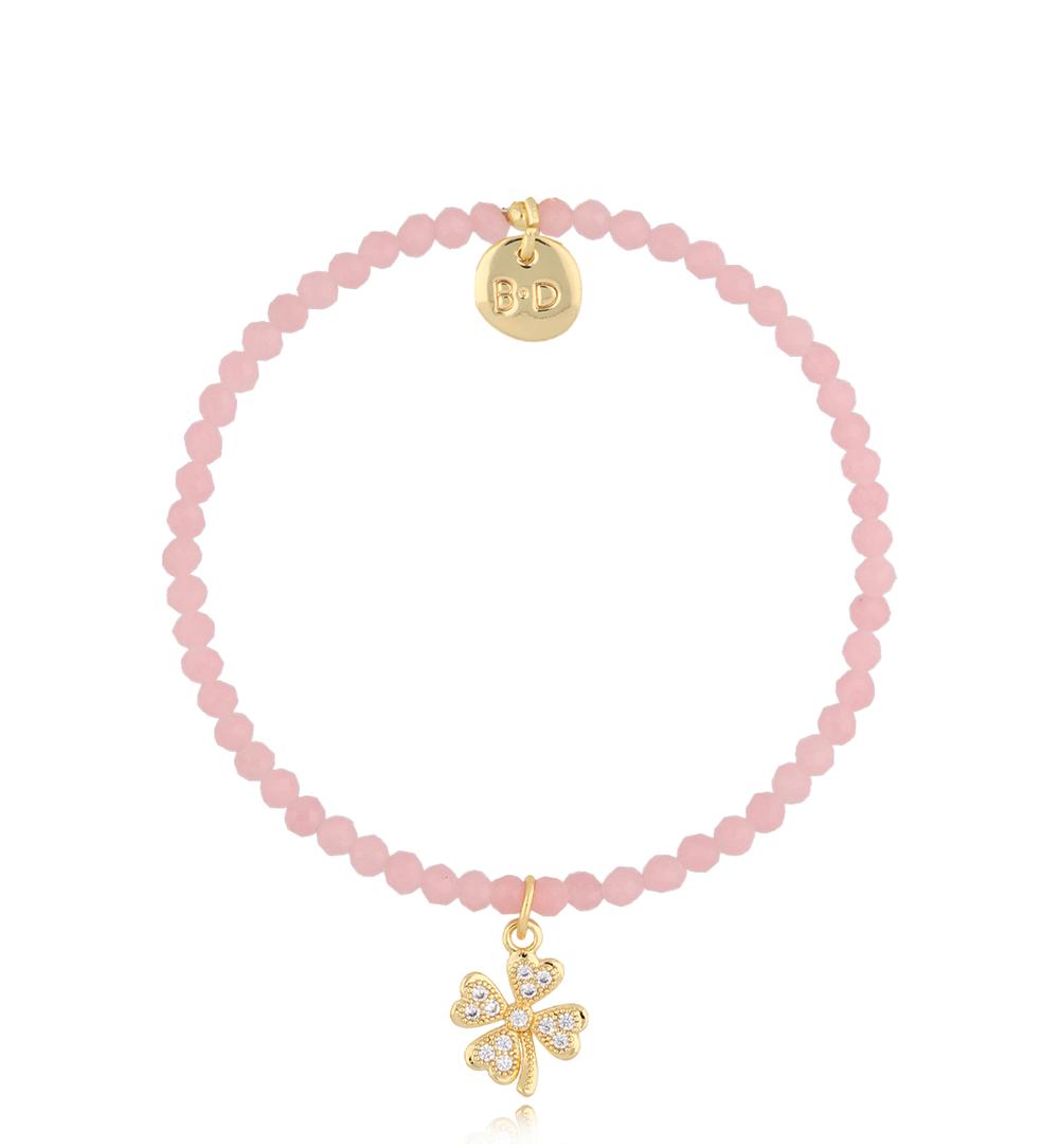 Light Pink Stones Bracelet with Crystals Clover 1818