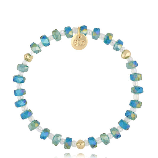 Aqua Turquoise Glass Crystals Bracelet
