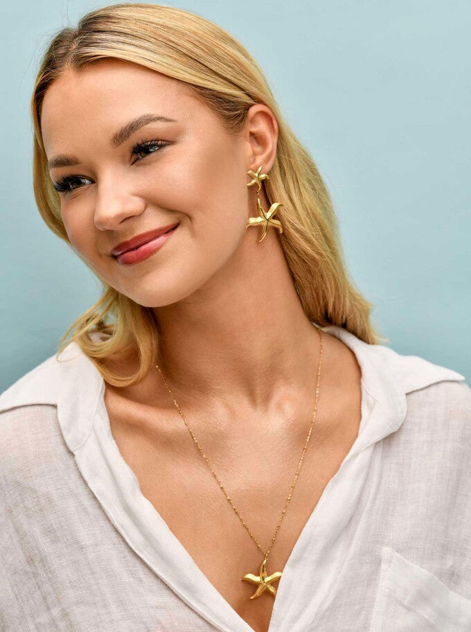 14k Gold Plated Starfish Earrings