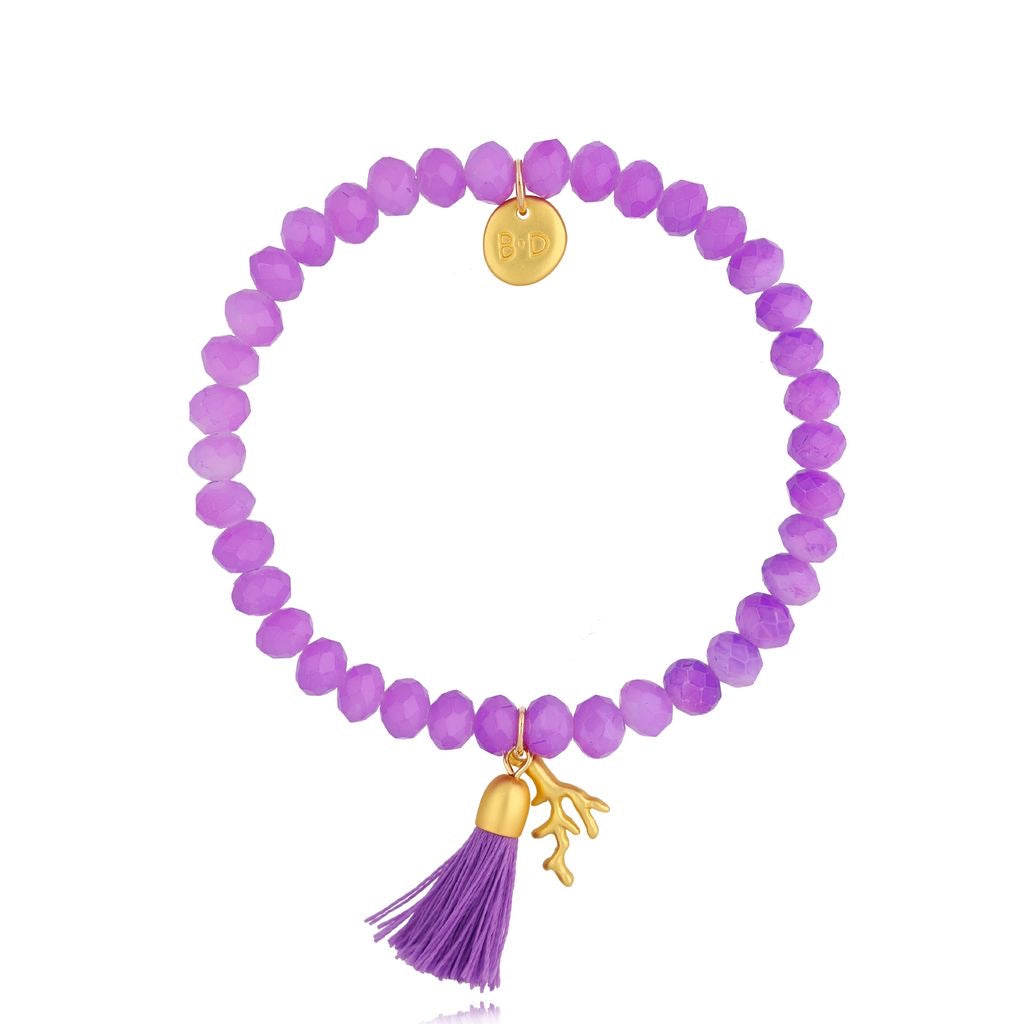 Purple Faceted Glass Crystals Necklace and Bracelet Set