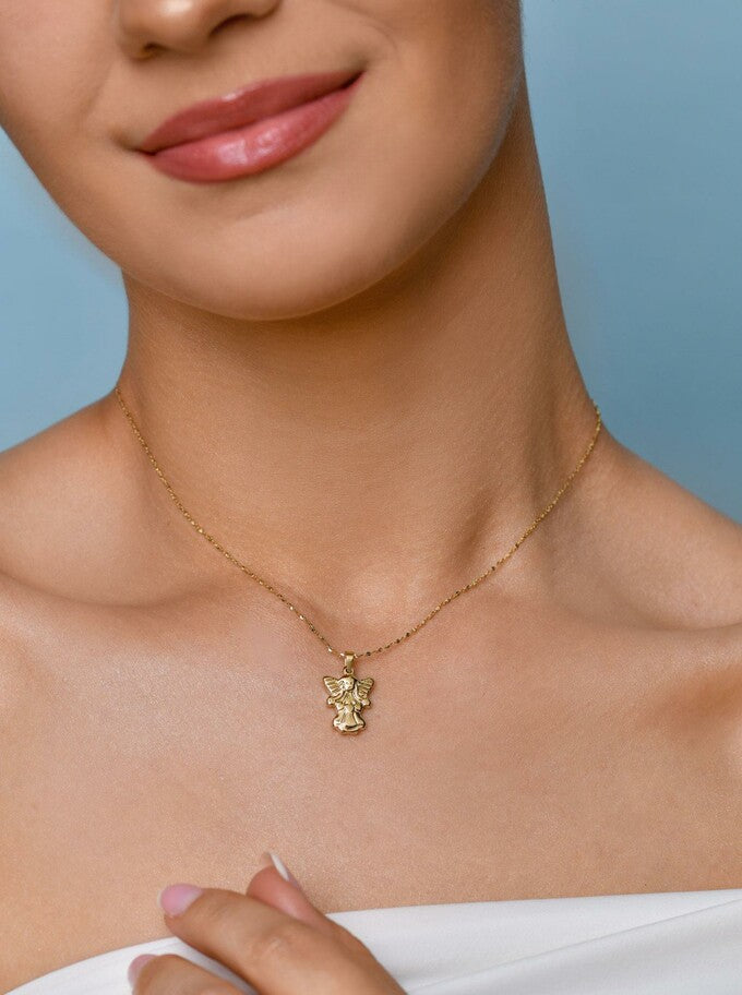 14k Gold Plated 1st Communication Angel Necklace