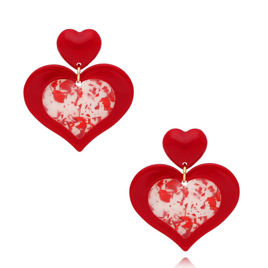Red Heart Earrings Candy Heart