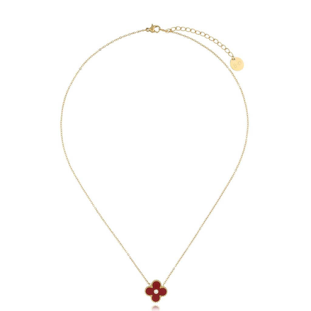 Matilde Burgundy Clover Necklace